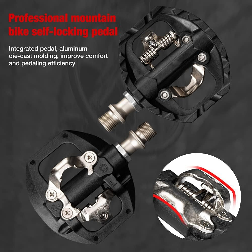 MTB Mountain Bike Pedals Compatible with Shimano SPD 9/16" Bicycle Flat Platform Dual Function Sealed Clipless Pedals with Cleats for Road Mountain Bike