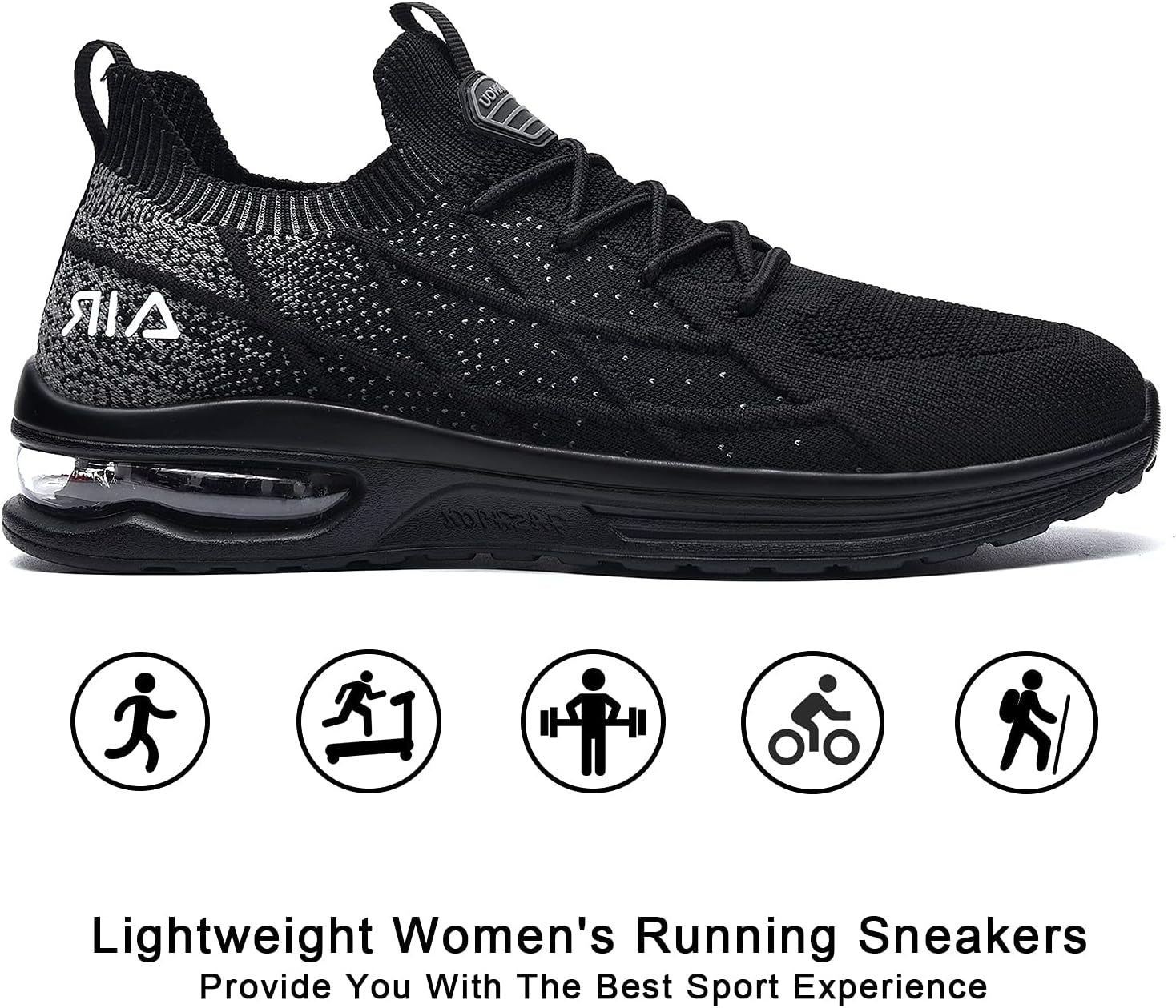 Women'S Air Running Shoes Breathable Athletic Tennis Shoes Sport Walking Sneakers Black 10