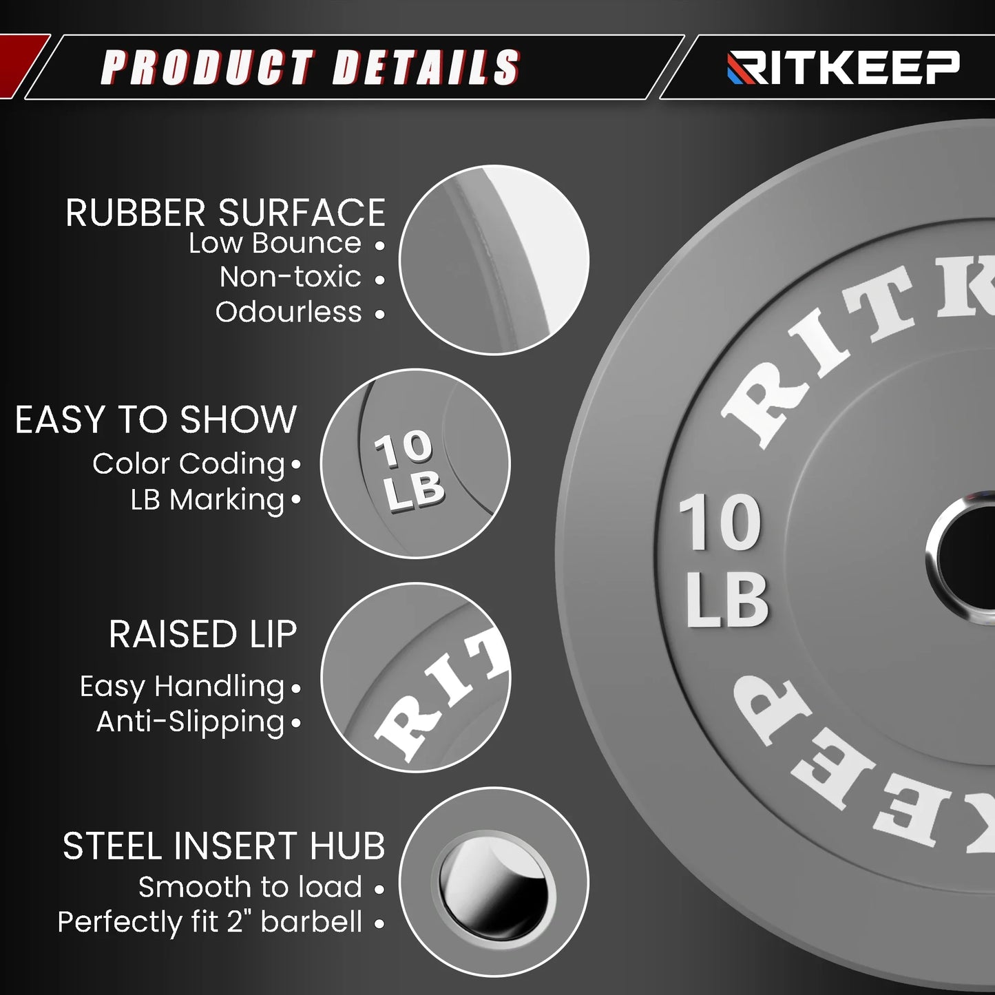 2-Inch Olympic Low Bounce Color Rubber Bumper Weight Plates