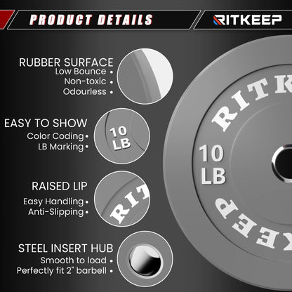 2-Inch Olympic Low Bounce Color Rubber Bumper Weight Plates