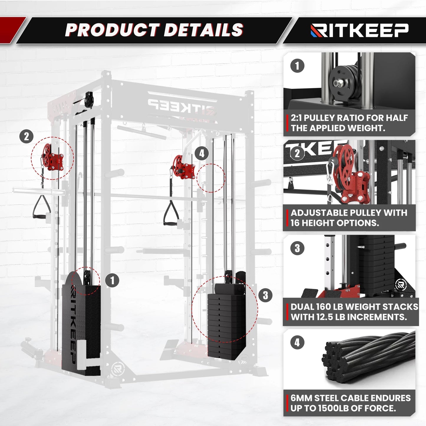 PMAX 5600 Home Gym Smith Machine with Integrated Weight System