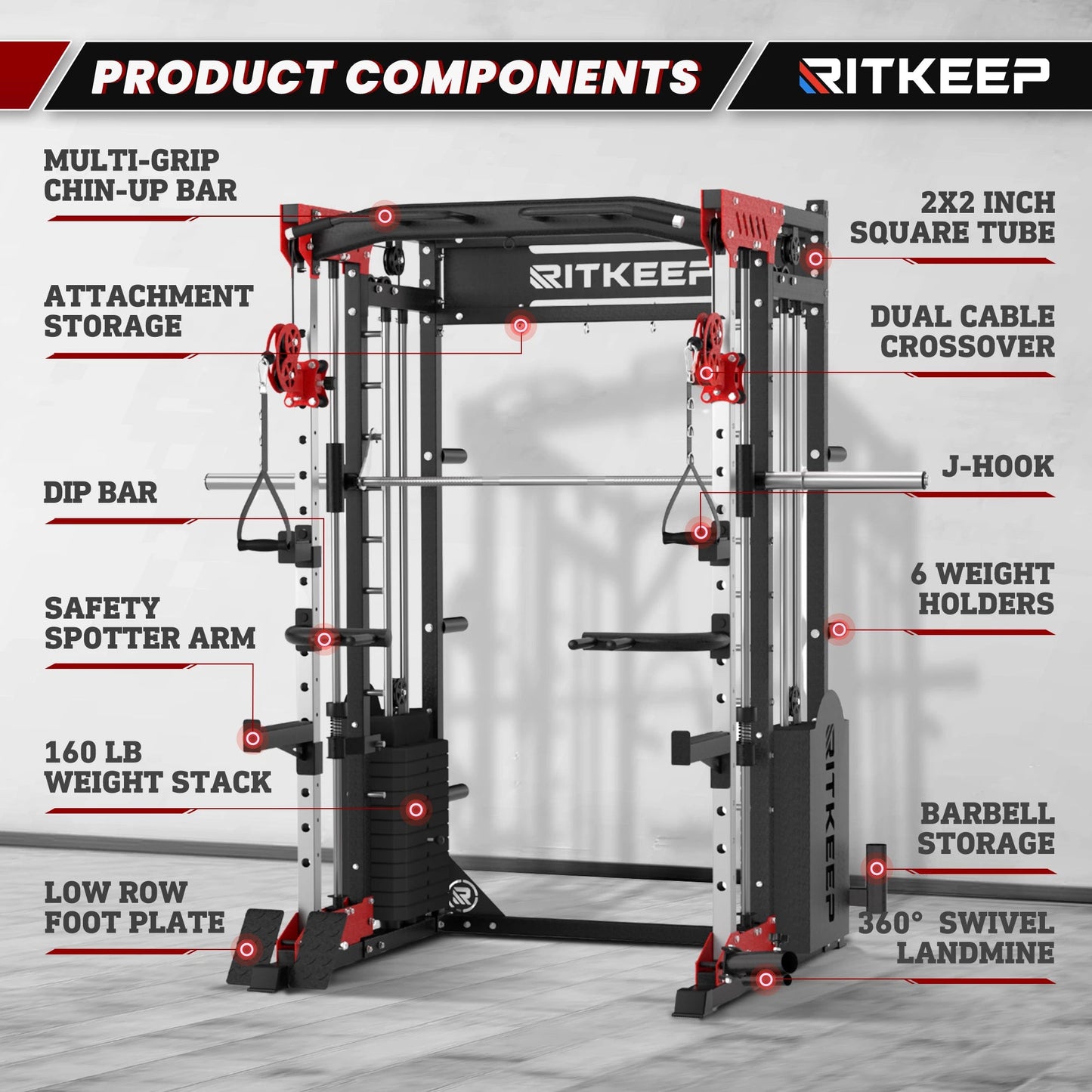 PMAX 5600 Home Gym Smith Machine with Integrated Weight System
