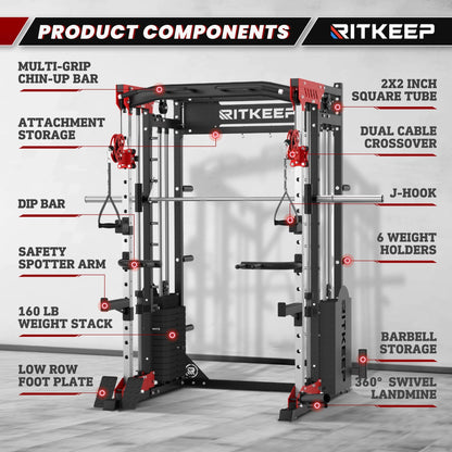 PMAX 5600 Home Gym Smith Machine with Integrated Weight System