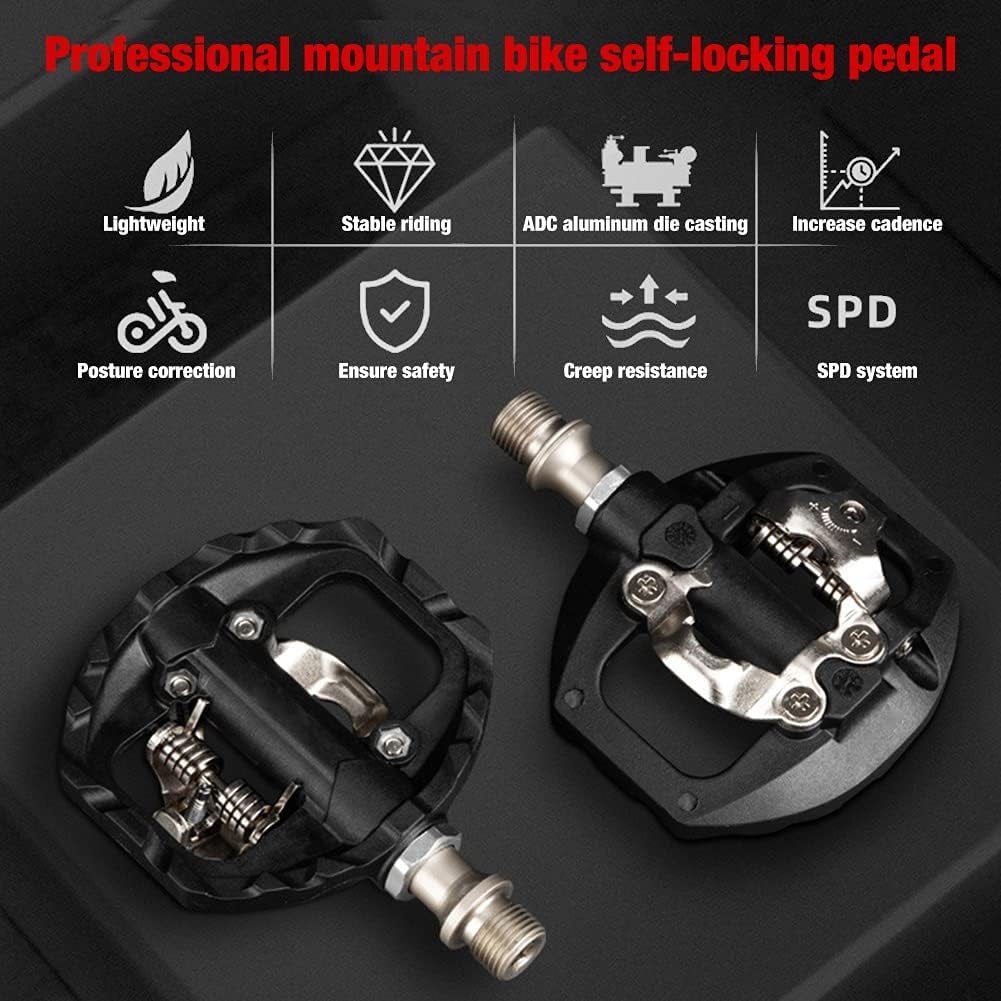 MTB Mountain Bike Pedals Compatible with Shimano SPD 9/16" Bicycle Flat Platform Dual Function Sealed Clipless Pedals with Cleats for Road Mountain Bike