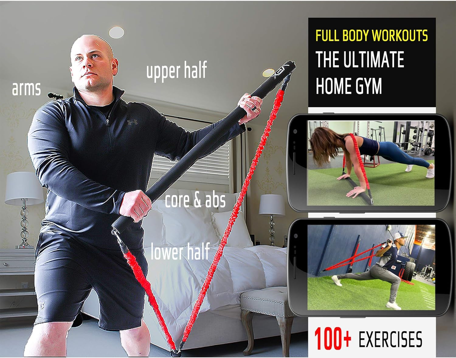 VPX Power Resistance Training System 3.0 | Total 3-Way Stacking Home, Gym, Sport Fitness | Men & Women | 220 Lbs Adjustable Suspension Resistant Strength | Leg, Squat, Press, Push, Glute, Arm, LAT
