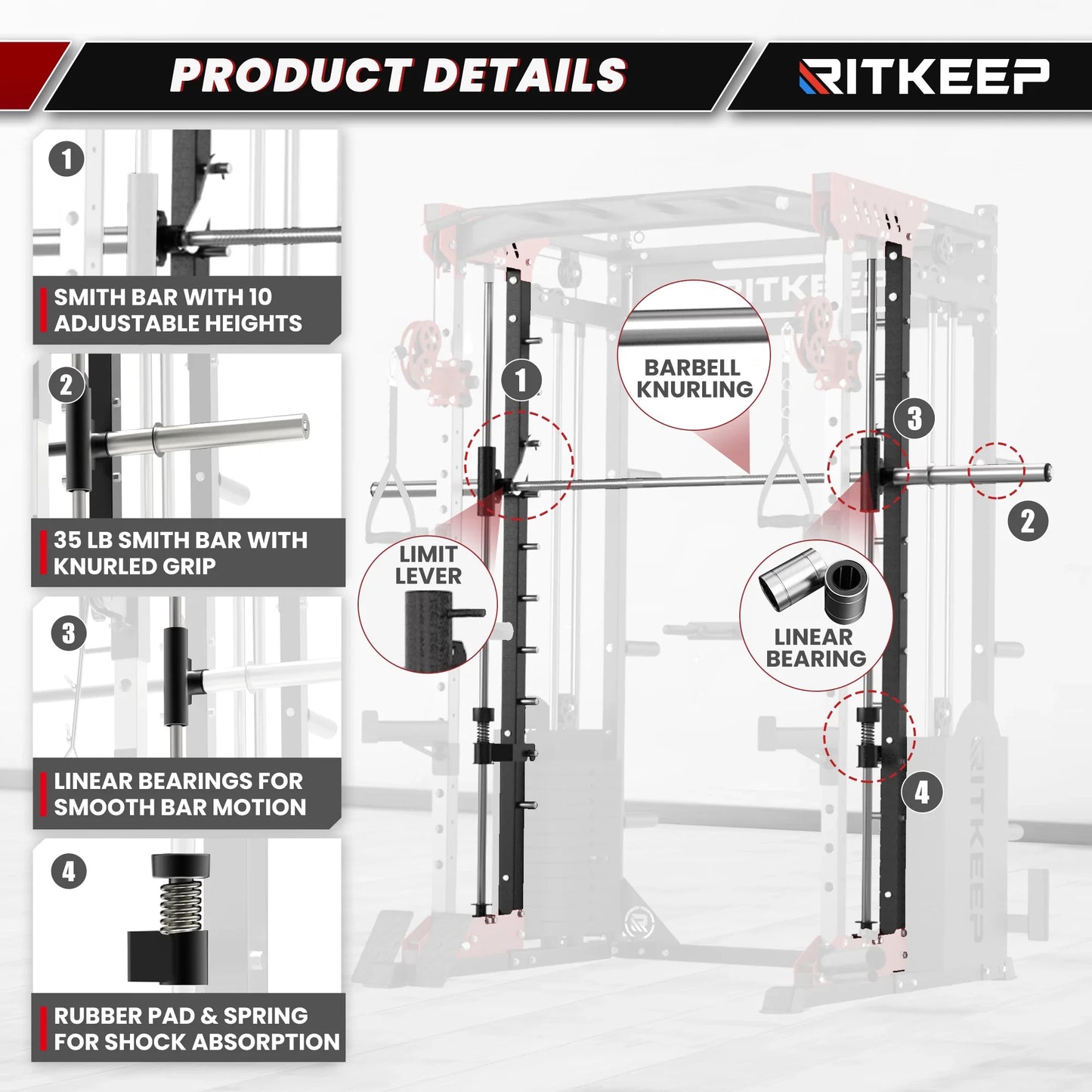 PMAX 5600 Home Gym Smith Machine with Integrated Weight System