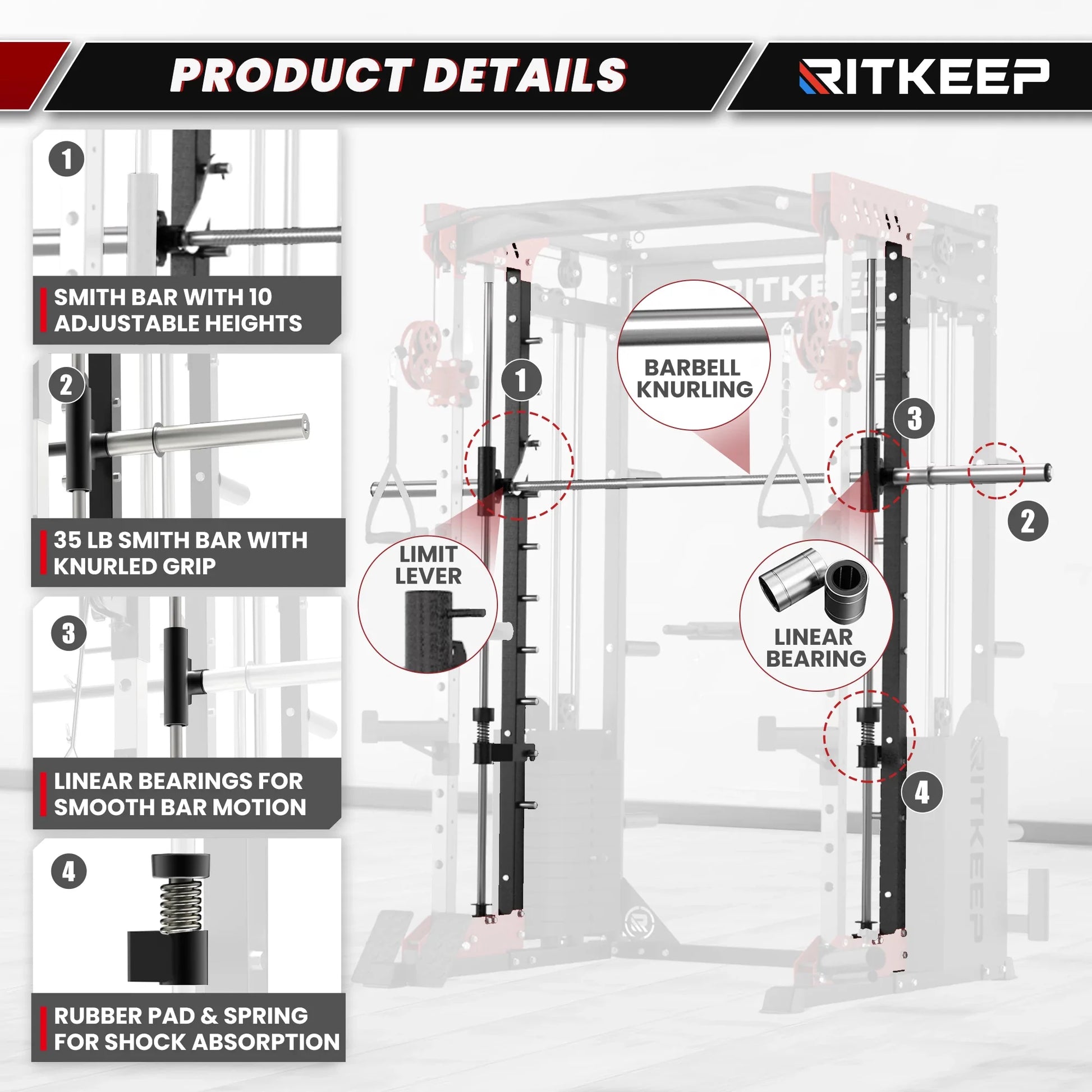 PMAX 5600 Home Gym Smith Machine with Integrated Weight System