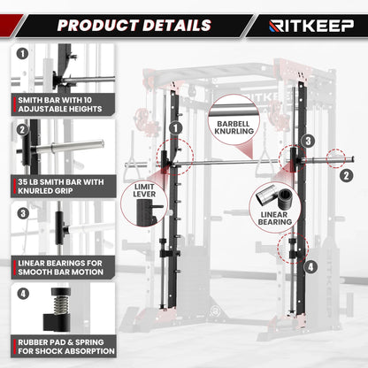 PMAX 5600 Home Gym Smith Machine with Integrated Weight System