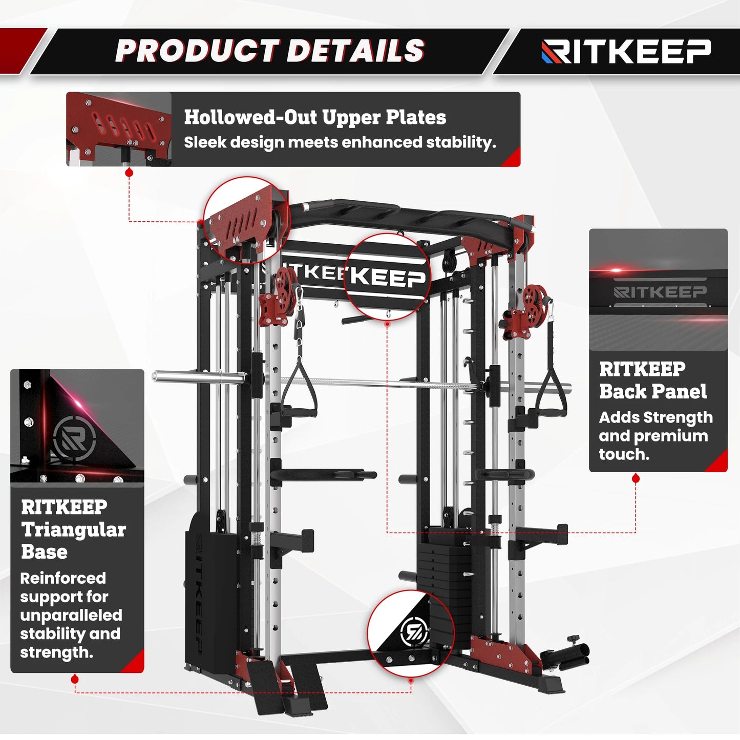 PMAX 5600 Home Gym Smith Machine with Integrated Weight System