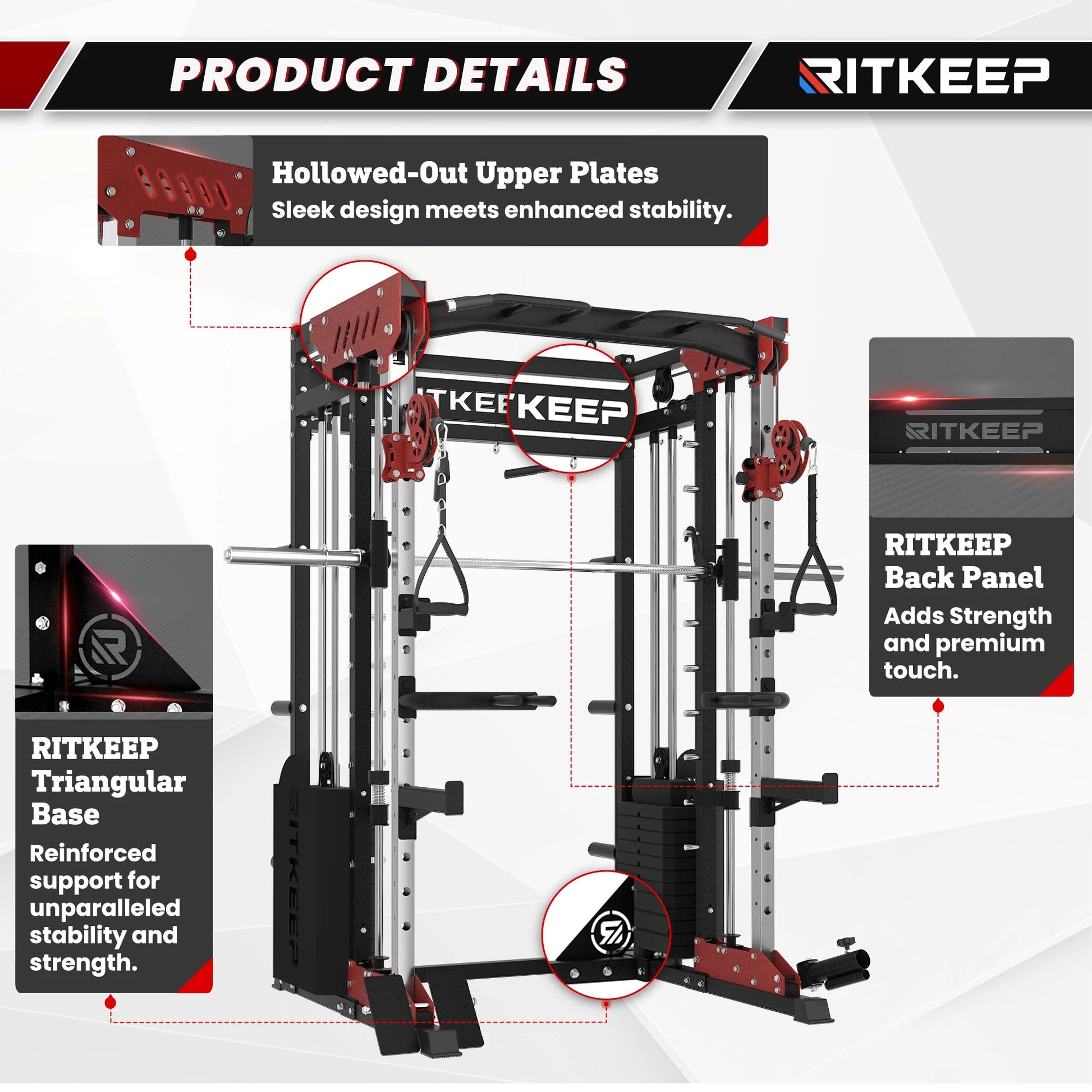 PMAX 5600 Home Gym Smith Machine with Integrated Weight System