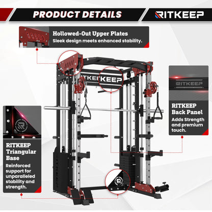 PMAX 5600 Home Gym Smith Machine with Integrated Weight System