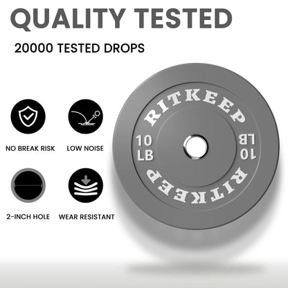 2-Inch Olympic Low Bounce Color Rubber Bumper Weight Plates