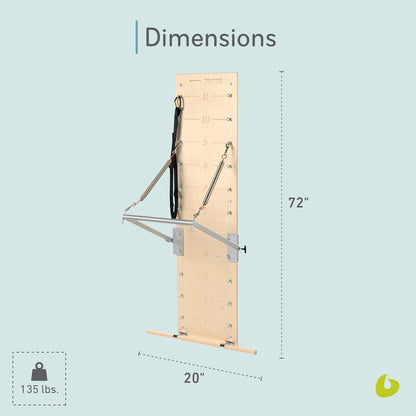 Pilates Springboard with Push-Through Bar, Wall Mounted Pilates Workout Equipment for Home Gym or Studio Use, Pilates Exercise Equipment with Resistance Springs