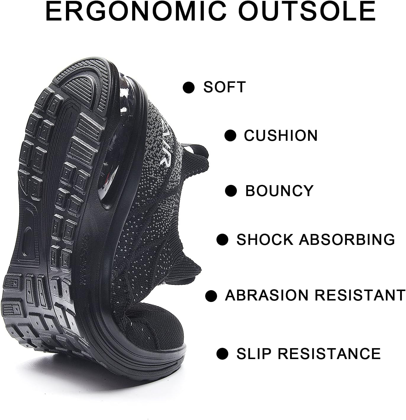 Women'S Air Running Shoes Breathable Athletic Tennis Shoes Sport Walking Sneakers Black 10