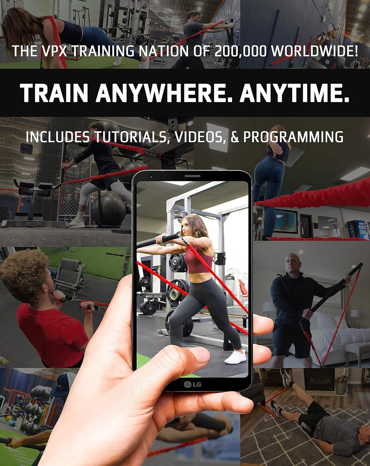 VPX Power Resistance Training System 3.0 | Total 3-Way Stacking Home, Gym, Sport Fitness | Men & Women | 220 Lbs Adjustable Suspension Resistant Strength | Leg, Squat, Press, Push, Glute, Arm, LAT