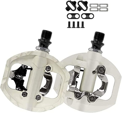 MTB Mountain Bike Pedals Compatible with Shimano SPD 9/16" Bicycle Flat Platform Dual Function Sealed Clipless Pedals with Cleats for Road Mountain Bike